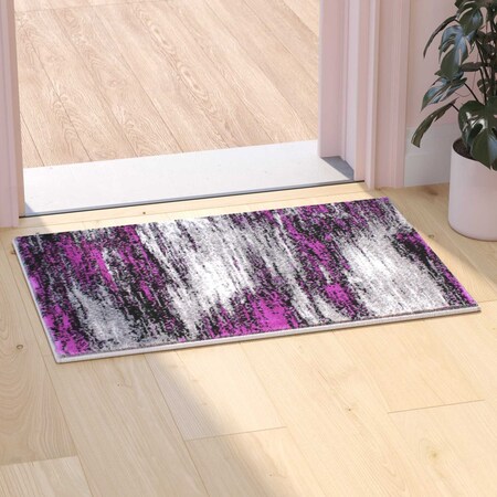 Flash Furniture Purple 2' x 3' Abstract Design Accent Area Rug ACD-RGTRZ863-23-PU-GG